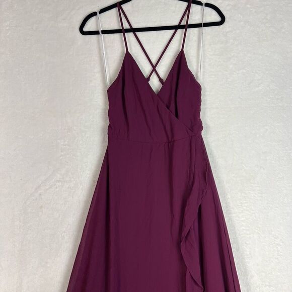 Lulus Lorenz Plum Purple Ruffled Lace-Up Maxi Dress Size M NWT - Picture 6 of 15
